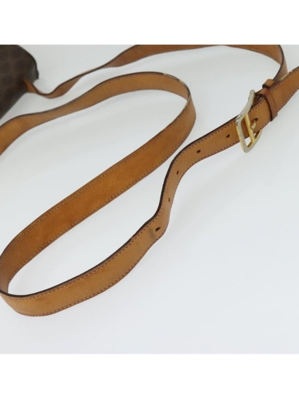 Authentic CELINE Macadam Canvas Circle Shoulder Bag PVC Leather Brown Gold - Picture 8 of 16